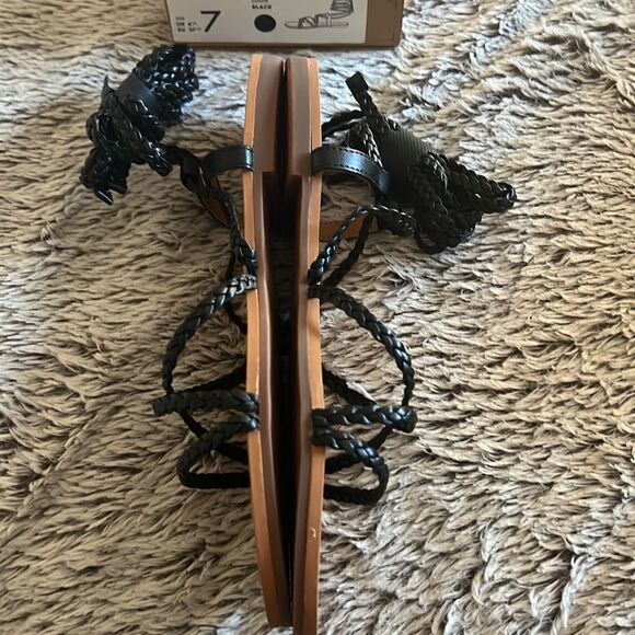 NEW JCrew braided vegan lace up sandals black 7  - Picture 5 of 6